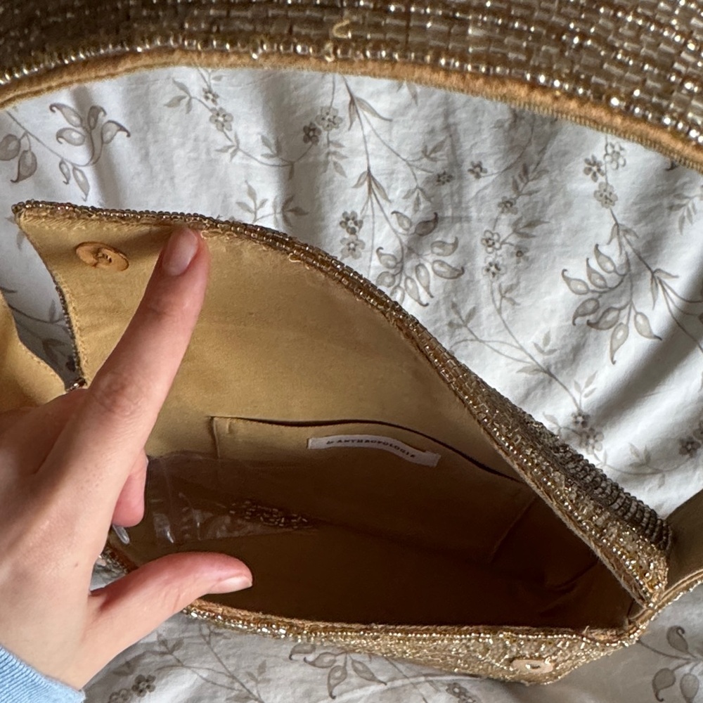 Anthropologie Gold Beaded Women's Bag - Picture 6 of 7